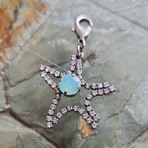 Silver Starfish Pendant with Opal Accent